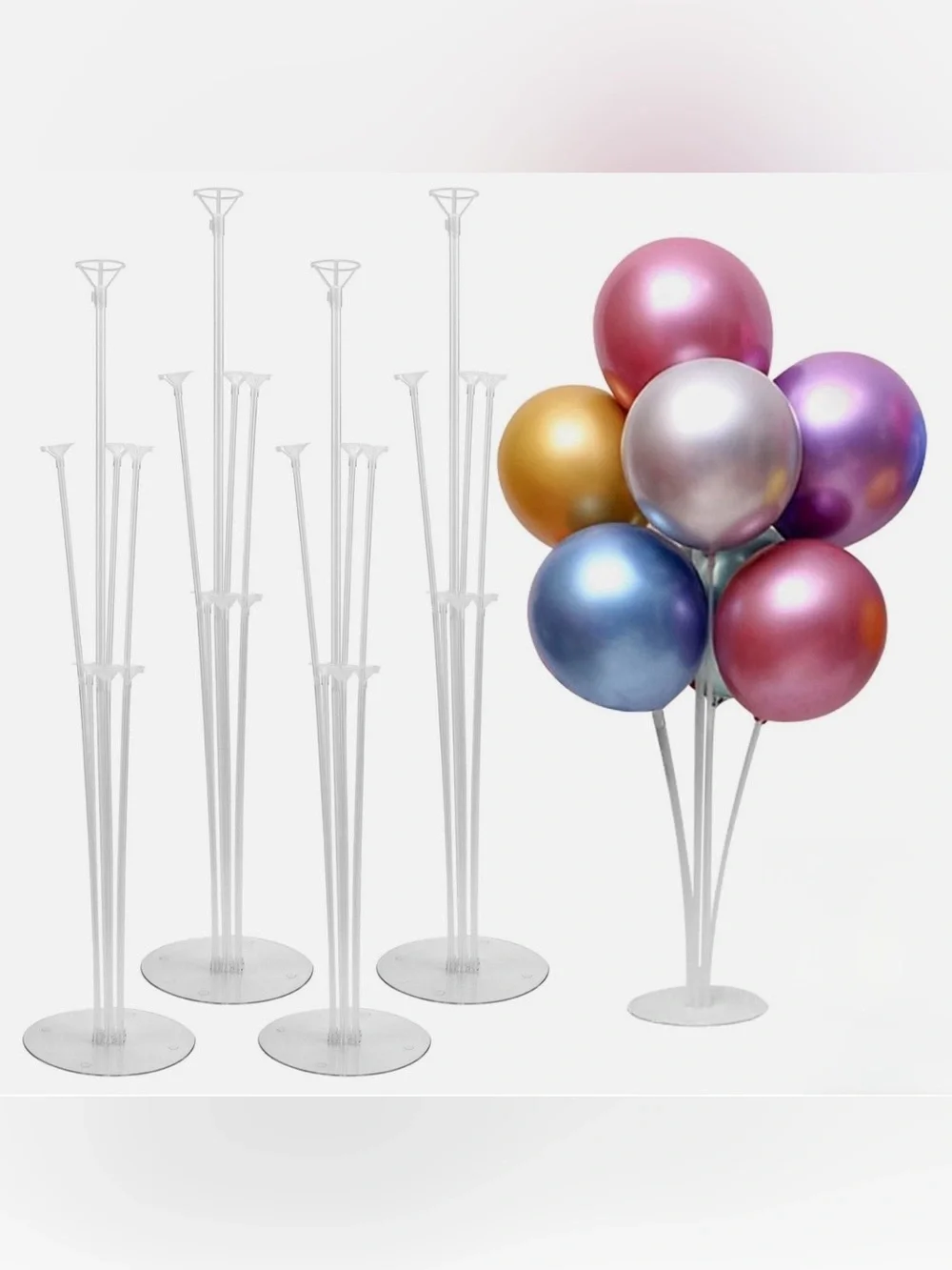 (10) Clear Balloon Stand Bouquet Holders for Party Decorations